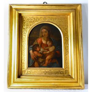Italian School - Madonna And Child With St. John The Baptist - Italy 17th Century